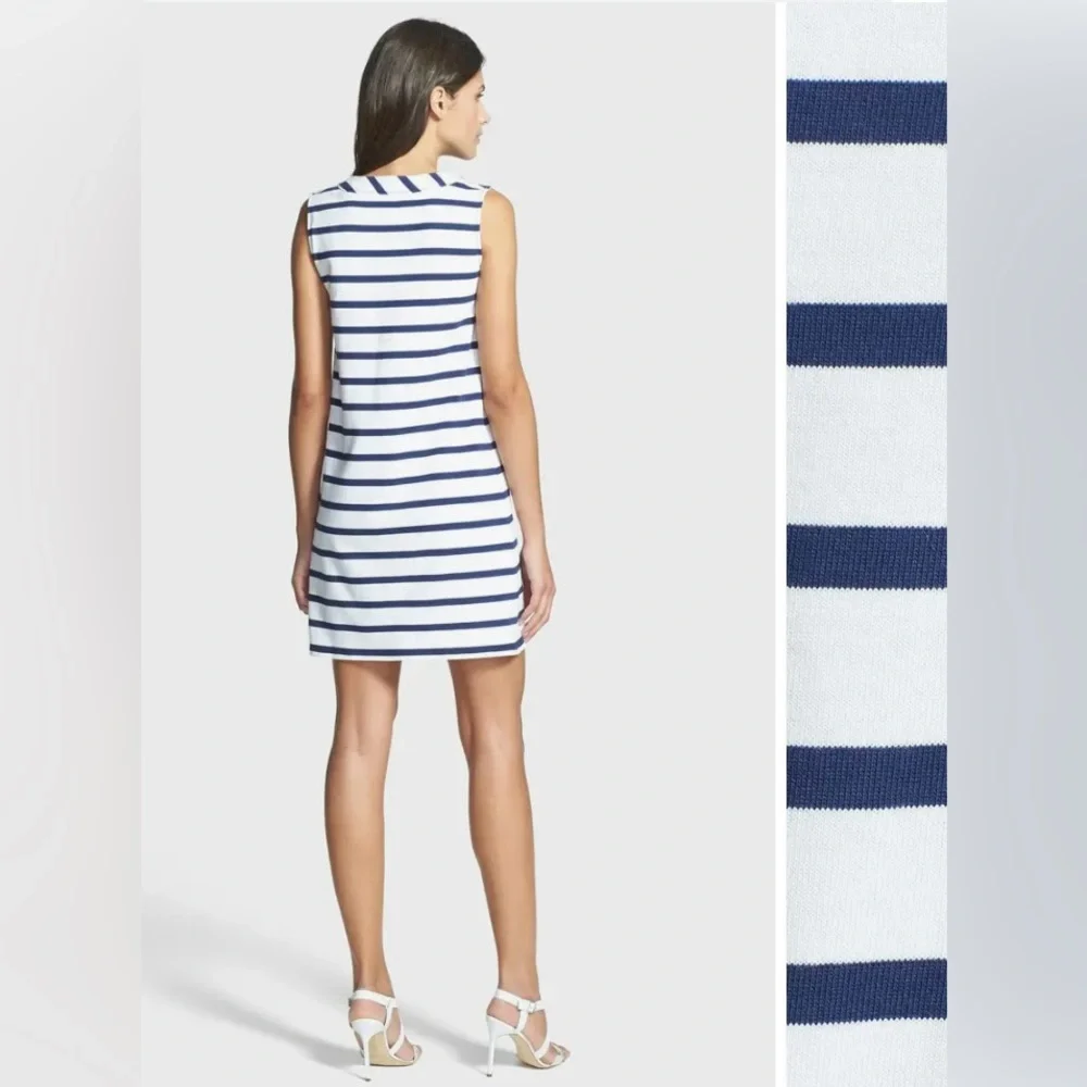 Kate Spade New York Women’s Small Tropez Navy/White Stripe Cotton‎ Shift Dress
